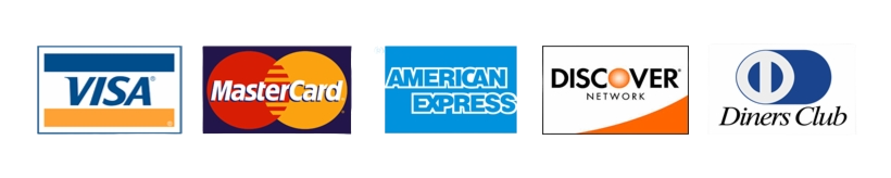Accepted cards: Amex, MasterCard, Visa, Diners, Discover